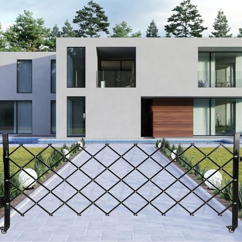 Garvee 85" H x 95" W Single Folding Security Gate, Steel Expandable Fence with 360° Rolling Wheels for Courtyard, Garage, and Garden Access Control by Garvee - Image 5