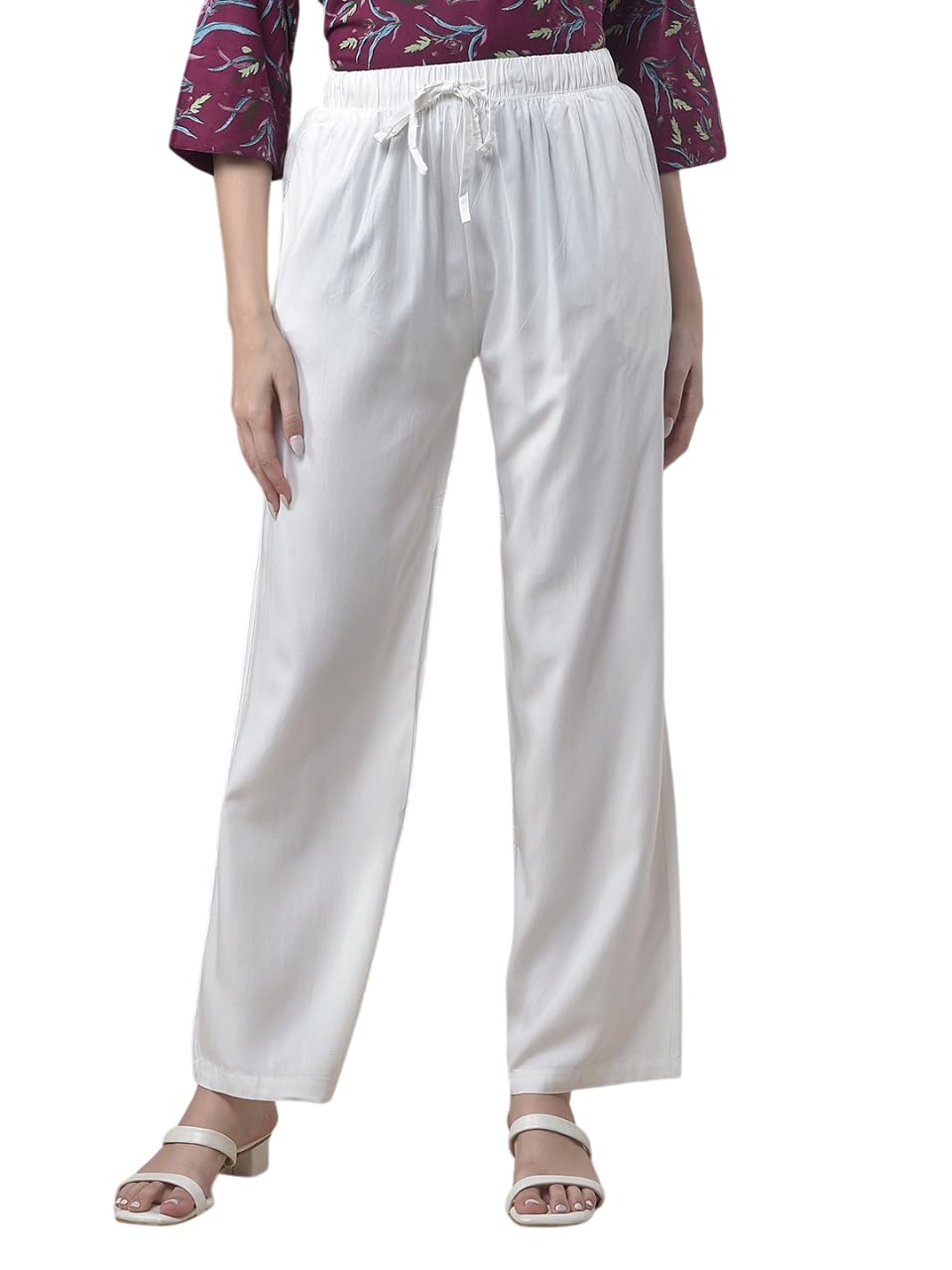 Missy Women's Soft Rayon Woven Plazo Pant-image-1