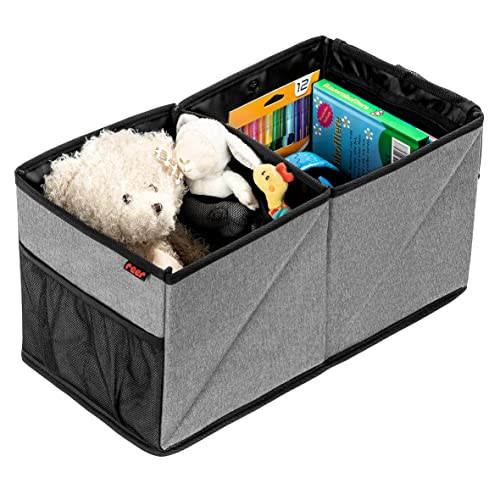 reer TravelKid Box samochodowy na tylne siedzenie, odporny na zabrudzenia, antypoślizgowy spód, składany, szary
