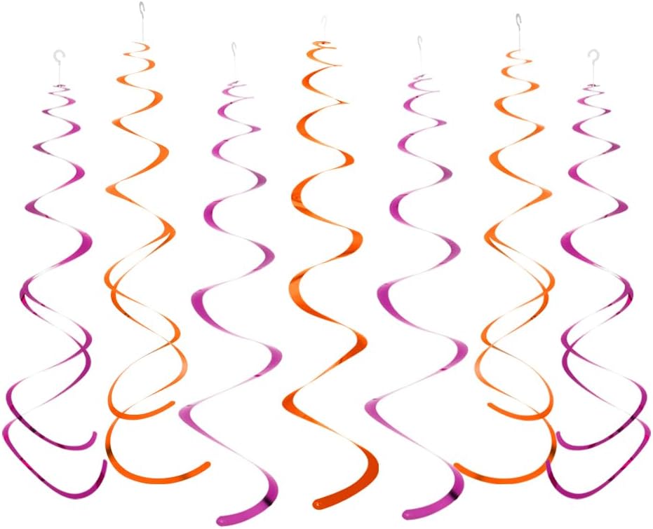 MOWO Orange and Royal Blue Foil Swirl Hanging Decoration, Pack of 20