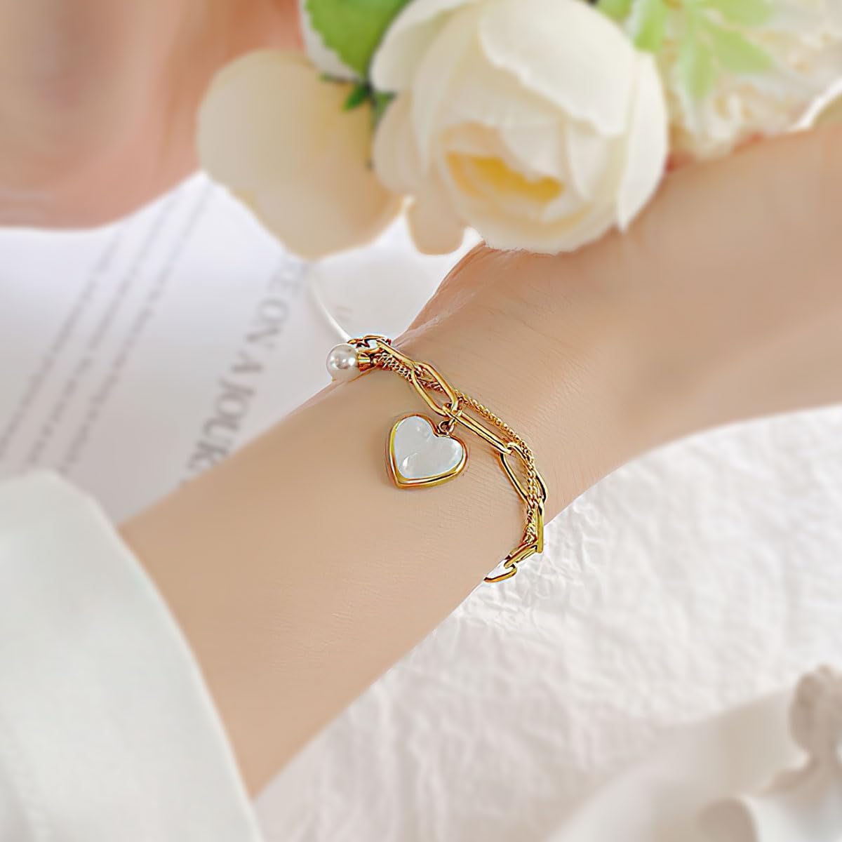 Emibele Heart Charm Bracelet for Women, Bracelet Jewelry image 3