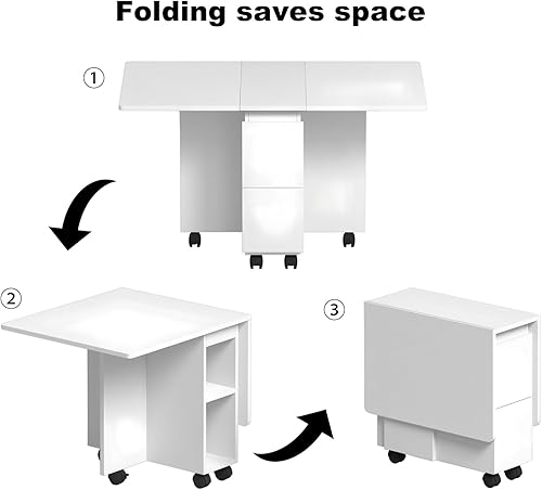 Miniatura 7 de LUMISOL Juego de mesa de comedor plegable para 4, juego de mesa de cocina con 4 sillas, almacenamiento y 6 ruedas, juegos de comedor que ahorran