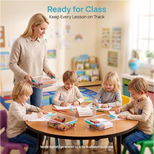 Image of Vtopmart 8 Pack 3 Qt Clear Storage Bins with Lids for Building Blocks,Craft | Stackable Plastic Organizer Box for Home, Classroom, Office, Craft Room, Small Containers for Art Supplies, Stationery
