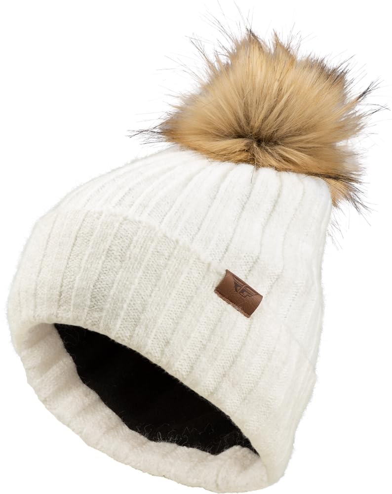 Fly Racing 22-3252BEIGE Fly Women's Snow Pom Beanie Beige