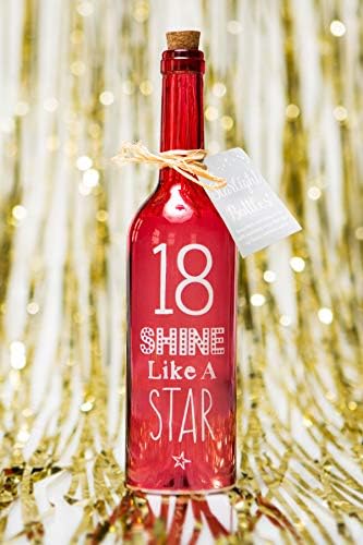 Boxer Gifts SB1218 Light-Up LED '18' Birthday Glass Starlight Bottle | Beautiful, Decorative Homeware Comes with Gift Tag, 6.7cm x 29.5 cm