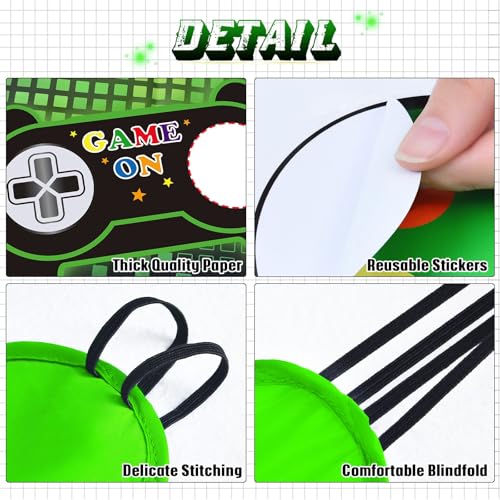 Image of WERNNSAI Pin The Button on The Game - Gamer Party Decorations Birthday Games for Kids Party 21 inch x 28 inch Game Poster with 24 Sticker for Boys Gaming Night Birthday Wall Home Room Decorations | Video Game Party Decorations,Birthday Games for Kids,28 inch x 21 inch Poster with 24 Stickers and Blindfold