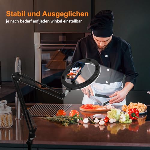 Ringlicht Overhead Handy Stativ 10" Fernsteuerung 360° Video TikTok YouTube – Ansicht 6
