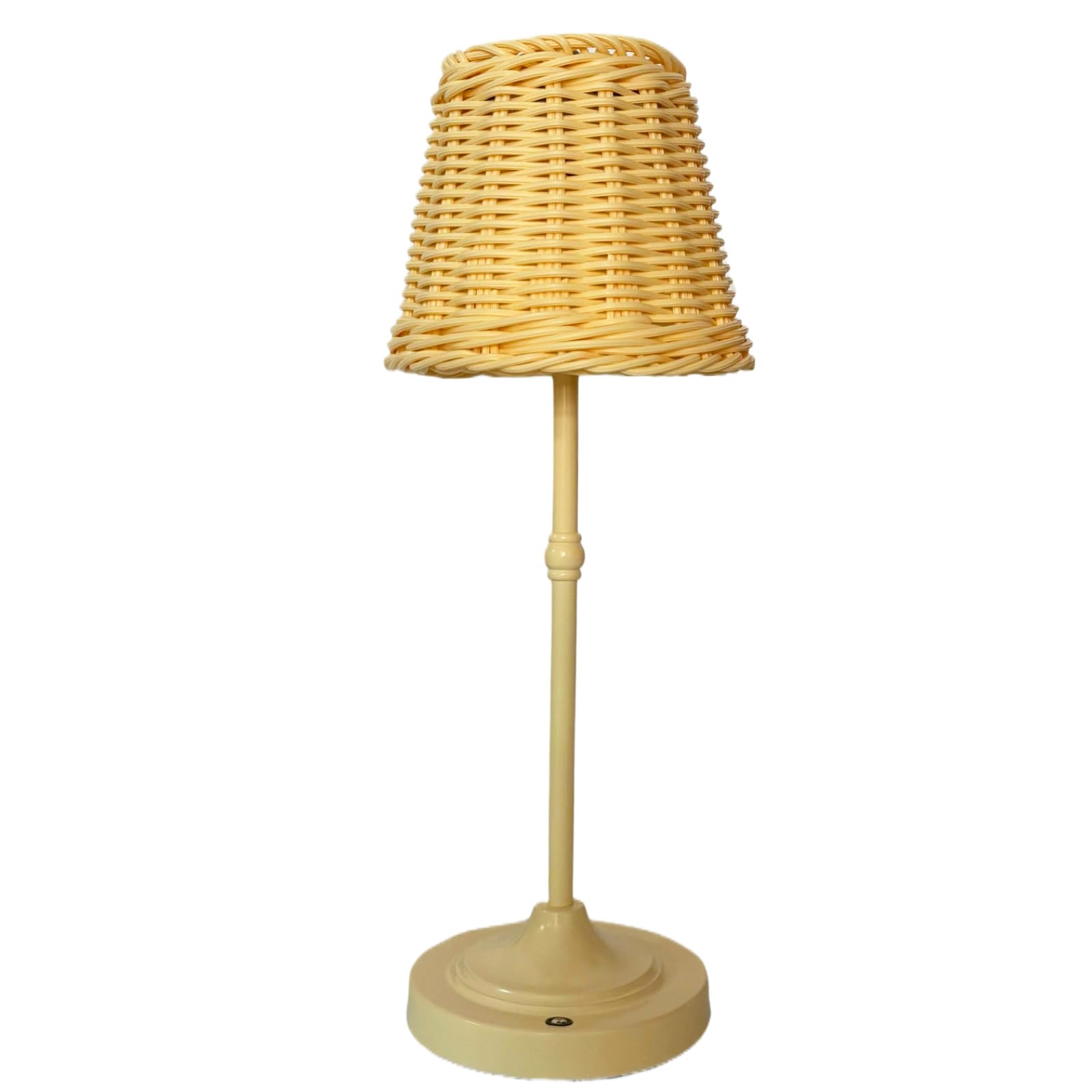 Rechargeable Wicker Table Lamp, Handwoven Rattan Desk Lamp 3-Way Dimmable with Touch Control Cordless Night Light for Indoor/Outdoor, Farmhouse, Boho Home Decor (Beige)
