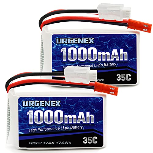 URGENEX 2S Lipo Battery 7.4v Lipo with JST Plug, RC Lipo Batteries 35C 1000mah Lipo Batteries for WLtoys Rc Cars A949 A959 A969 A979 K929