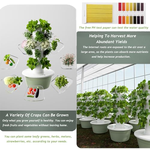 Sistema hidropónico de torre vertical automatizado con luces LED de crecimiento, kit de jardín sin suelo de 5 capas para cultivar verduras de hoja verde, melones, fresas, solución de cultivo de