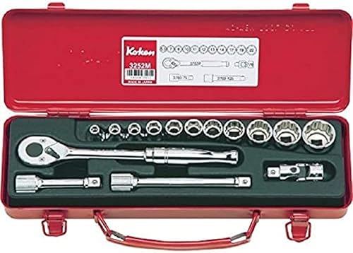 Ko-ken 3252M 3/8 Sq. Dr. Juego de zócalos 6, 12 puntos 15 piezas