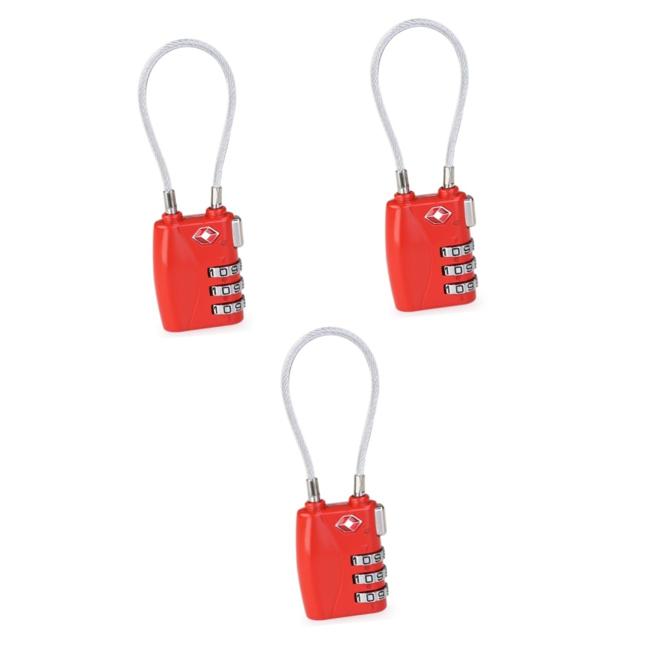 GALPADA Lucchetto Per Bagagli Con Cavo Da 3 Pezzi Lucchetto A 3 Combinazioni Omologato Rosso Per La Sicurezza Delle Valigie