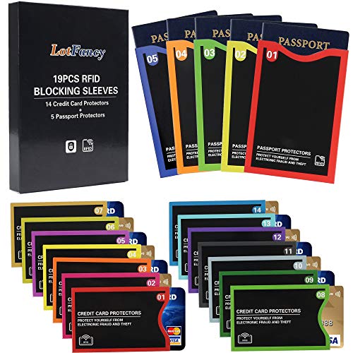 LotFancy 19 RFID Blocking Sleeves with Color Coding