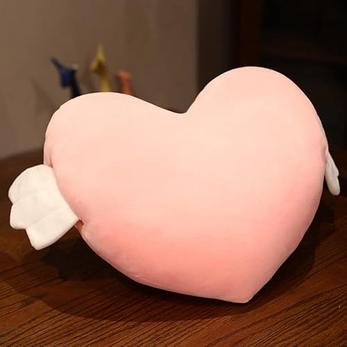 Miniatura 3 de Almohada de felpa en forma de corazón con alas de ángel, cojín de corazón rosa suave, almohada de juguete, regalo para el día de San Valentín,
