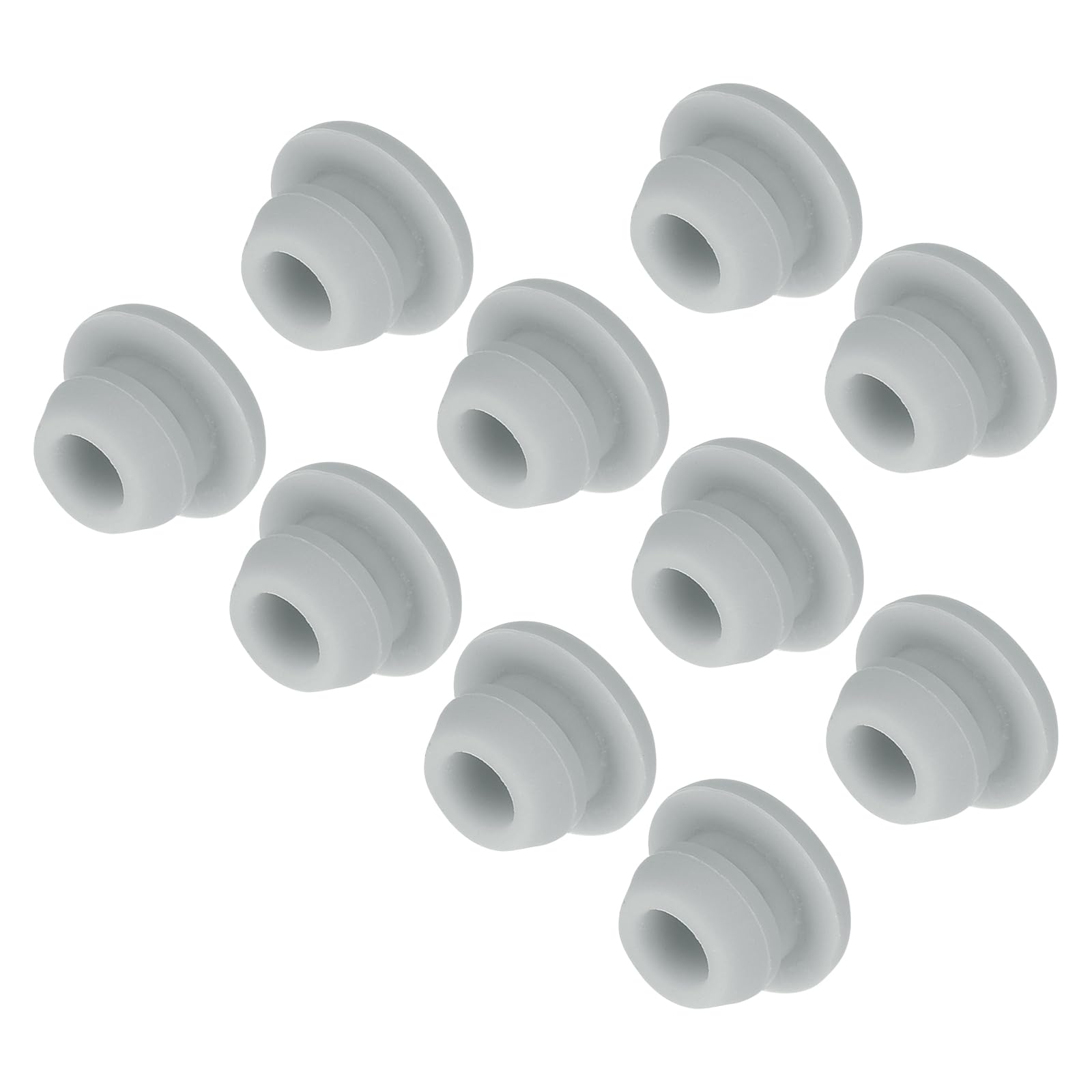 MECCANIXITY 10pcs Silicone Snap in Locking Hole Plugs,6.5mm/0.3 Inch Mounting Diameter Narrow Groove Width 2mm Panel Seal Cover Round for Kitchen Bulkheads Waterproof Sealing Plugs Grey