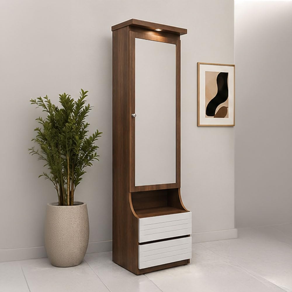 Austin Dressing Table | Wooden Vanity Unit, Built-in Mirror, 2 Drawers, Open Shelf, Bedroom Furniture-image-13