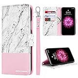 iPhone X Wallet Case, iPhone X Case, BENTOBEN Flip Folio Kickstand Marble Design PU Leather Credit Card Holder Cash Pocket Protective Wallet Case for Apple iPhone X,Pink/Rose Gold