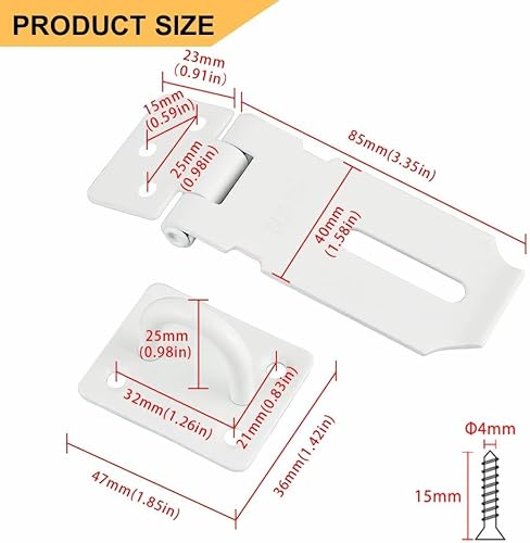 Miniatura 49 de Alise 2 cerraduras de puerta, cierre de seguridad de acero inoxidable SUS 304 de 5 pulgadas, con tornillo de fijación para puertas externas