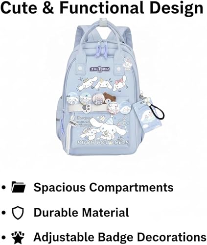 Miniatura 3 de Mochila Vivixilan Kawaii, Resistente al Agua y Transpirable con Múltiples Bolsillos, Adecuada para Viajes y como Regalo de Cumpleaños, Azul