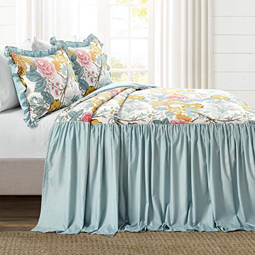 Lush Decor Sydney Floral Leaf 3 Piece Bedspread Set, King, Blue & Yellow #TOP2