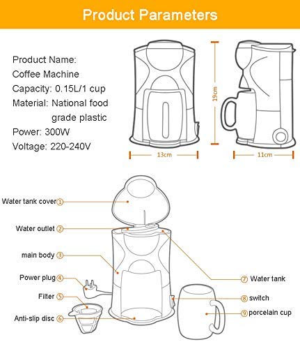 Cafetera de Goteo Mini Multifunción 1 taza 0.15 L miniatura 3