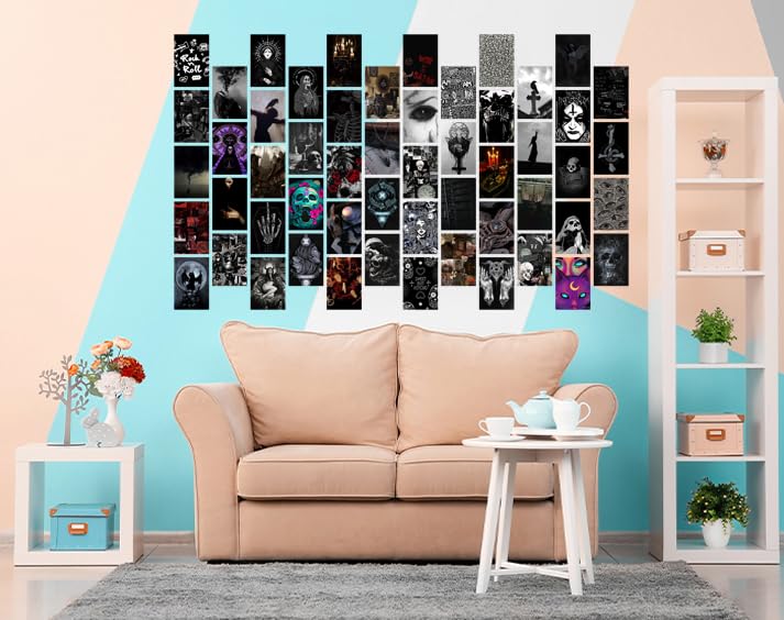 Image of Pack of 54 Gothic Wall Collage Kit Posters - 4 x 6 Inches Wall Decor Poster - Wall Art For Bedroom, Living room, Office - 1 Tissue Tape