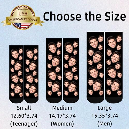 Custom Socks with FACE PHOTOS TEXT Made in USA, Personalized Funny Gifts for Birthday Christmas Wedding