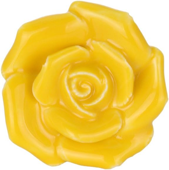 Wolfteeth Dresser Knobs, 1.7 inch Dresser Drawer Knobs, Knobs for Kitchen Cabinets and Drawers, Ceramic Cabinet Knobs, Yellow Dresser Knobs, Yellow Cabinet Pulls, Yellow Drawer Pulls and Knobs 6pcs