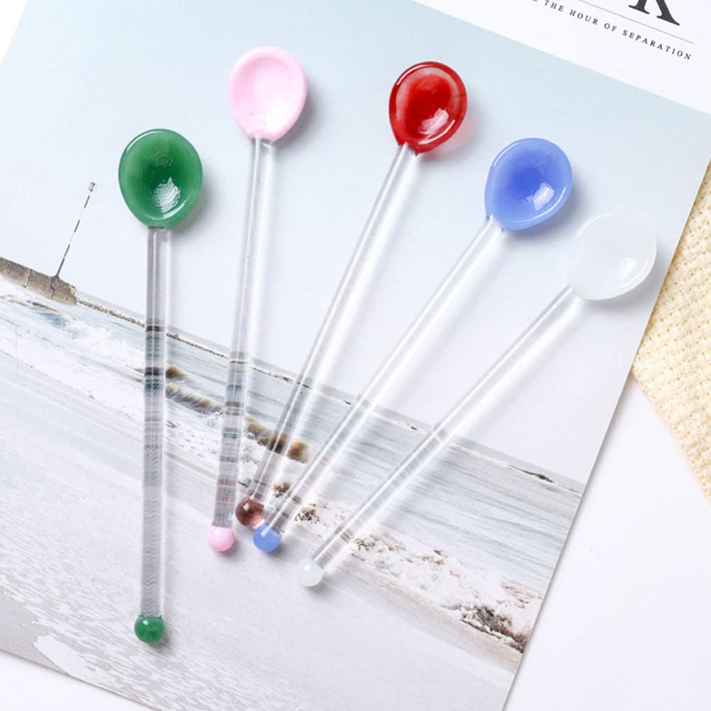 6 cucharas de té helado, cuchara de café, cuchara de helado de cristal, cucharas de agitación de cóctel, barra Swizzle Stick