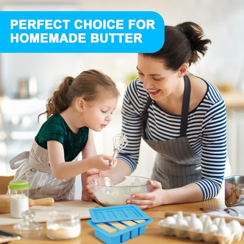 Image of TeeMars Silicone Butter Churner with Mold, Non-Stick Butter Tray, Rectangle Container for Brownie, Soap Bar, Energy Bar, Cake ( Blue)