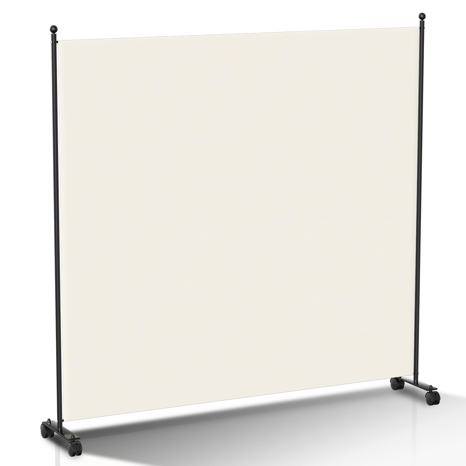 Vigevee Paravent Raumteiler Klappbar Freistehend Trennwand auf Rollen, Umkleide Sichtschutz, Raumtrenner 1 Teilig 187x181 cm, Paravent für Büros, Balkon - Beige