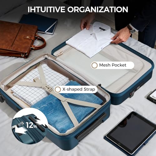 Image of Carry on Luggage Top opening Suitcases, Expandable with Cup Holder and USB Charging Port,Lightweight with Front Pocket Rolling Suitcases with Spinner Wheels
