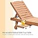 Outsunny Chaise Lounge Chair Outdoor Wooden Pool Lounge Chair with 3-Level Adjustable Backrest, Built-in Table and Rolling Wheels, Sun Tanning Chair for Beach Poolside Sunbathing, Brown Red