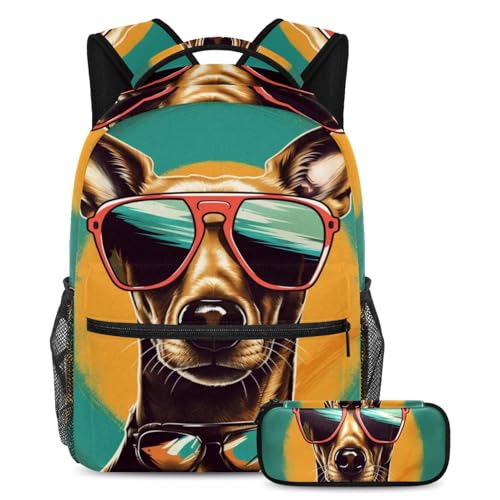 Sac à dos rétro pour voyage et école avec sa trousse pour adolescents actifs et curieux