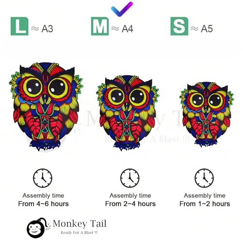 Image of MONKEYTAIL Whimsy Wooden Jigsaw Puzzle for Adults - Laser-Cut Pieces, 3D Puzzle Box as Birthday Gift for Boys & Girls - Brain Teaser, Home Decor & Family Game (GZOW, Size: Medium)
