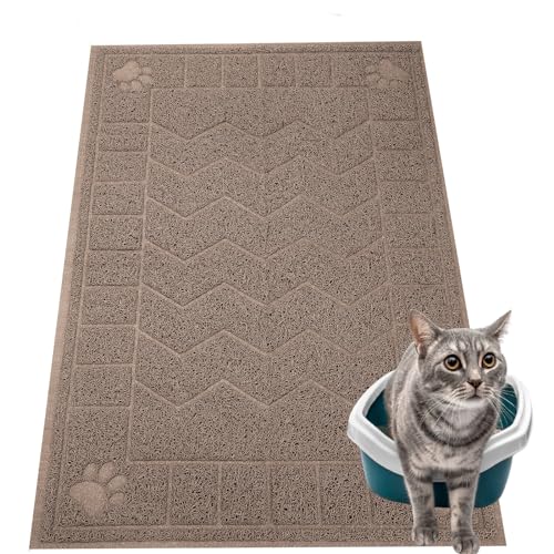 Image of Cat Litter Mat, Litter Trapping Mat Soft on Kitty Paws, 35 inch x 24 inch Kitten Litter Box Mat for Cleaner Floors, Waterproof, Easy Clean, Durable Large Size Cat Litter Pad for Kitten.
