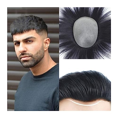 Toupet pour homme contre la calvitie frontale postiche invisible en cheveux humains