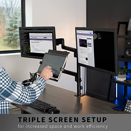 Brazo para monitor VIVO fabricado en acero reforzado con sistema de montaje doble VESA 7