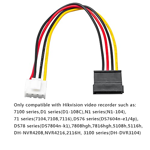 Owltree 2Pack 4 Pin To Sata Female Hard Drive Power Adapter Cable Compatible With Hikvision Video Recorder 7.87Inch (20Cm) #TOP1