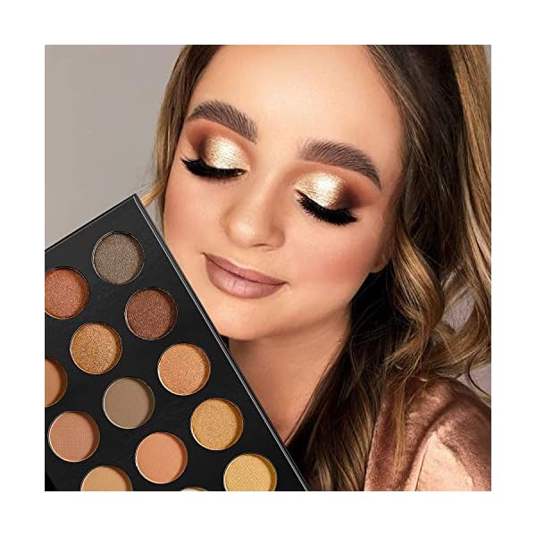 Nude Gold Eyeshadow Palette Natural Naked Smokey Warm Neutral 15 Shades, DE'LANCI Ultra-Blendable High Pigmented Matte Shimmer Matallic Long Lasting Waterproof Eye Shadow Pallet, Travel Size Makeup