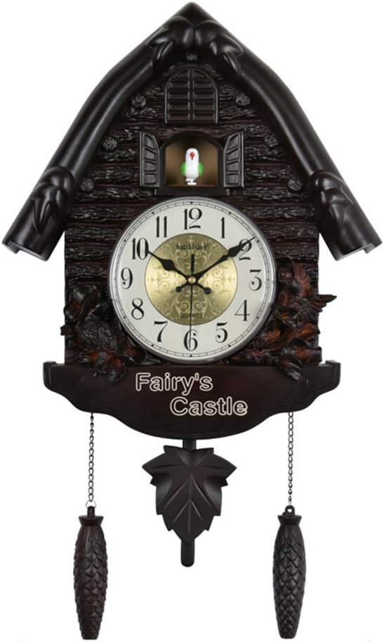 Plastic European Style Creative Cuckoo Animals Analog Wall Clock With Fixed Door Does Not Open Or Close For Children'S Room (Choco Brown, 60 Cm X 15 Cm X 36 Cm)