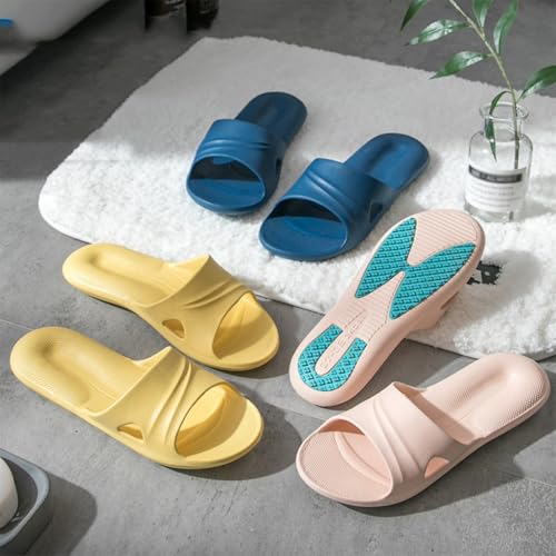 XUEMML Elderly Pregnant Women House Sandals Slippers, Men's Summer Non-Slip Mute Flat Bottom Bathroom Home Shower Shoes(Blue,43/44EU)2