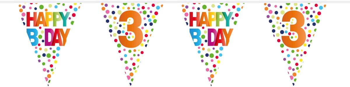 Folat 27103 2nd Birthday Happy Bday Dots Bunting Garland-10 m, Multi colors