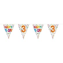 Folat - 3rd Birthday Happy Bday Dots Bunting Garland - 10 m