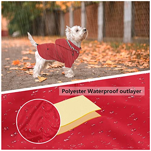 Pethiy Dog Raincoat Stylish Premium Dog Raincoats-Small Dog Raincoat Waterproof Zip Up Pockets, Rain/Water Resistant,Adjustable Drawstring-Red-Xl #TOP4