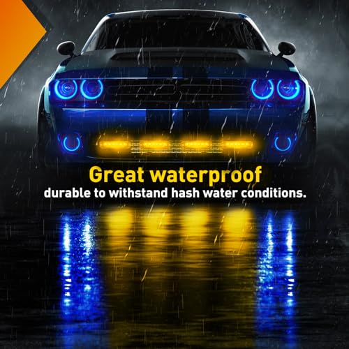 Image of Nilight 6LED Amber Emergency Strobe Lights Sync Feature Surface Mount | 12V 24V Grille Flashing Warning Hazard Light Ultra Slim for Cars Trucks Van Off Road Vehicles SUV 4PCS