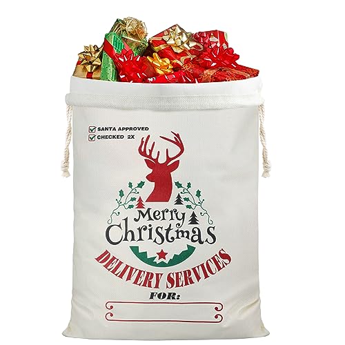 FINGOOO クリスマス ラッピング 袋 特大・48×66CM 巾着 バッグ ギフト プレゼント サンタクロース 収納 北欧風 おしゃれ (B)