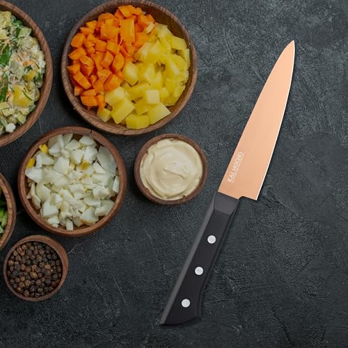 Image of KAI Hocho Japanese Premium Petty Kitchen /Vegetable Knife, 4.8 Inch Blade, Gold, Stainless Steel (Rose Gold)