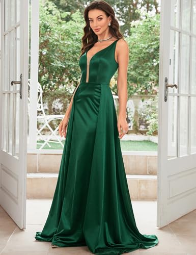 Image of Womens Gorgeous Mesh Insert V Neck Sleeveless Formal Evening Party Maxi Dress