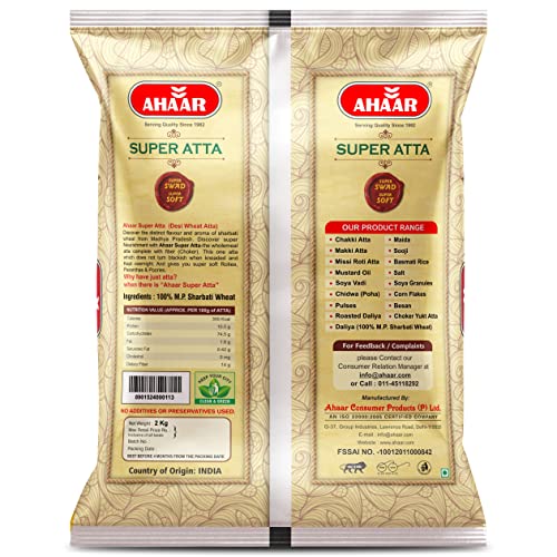 Image of Ahaar Super Atta 2Kg | 100% Natural MP Sharbati Wheat Flour